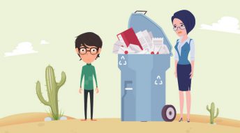 A guy learning seo tips from a teacher.