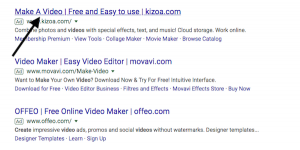 Call To Action example on Google AdWords
